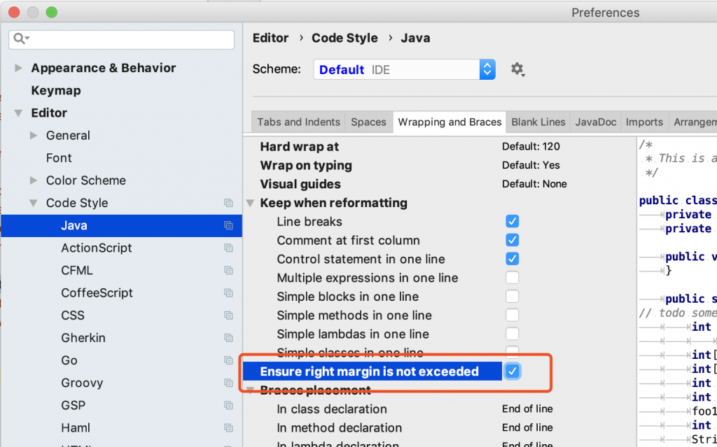 Intellij IDEA设置代码宽度插图2